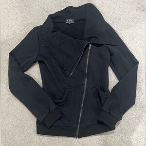 POL Asymmetrical Zip Long Sleeve Sweatshirt, Women's Black      Mock Neck Top, S